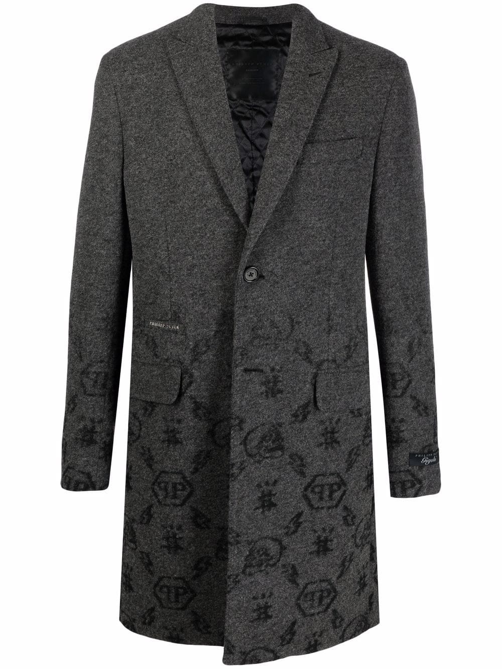 jacquard monogram coat - 1