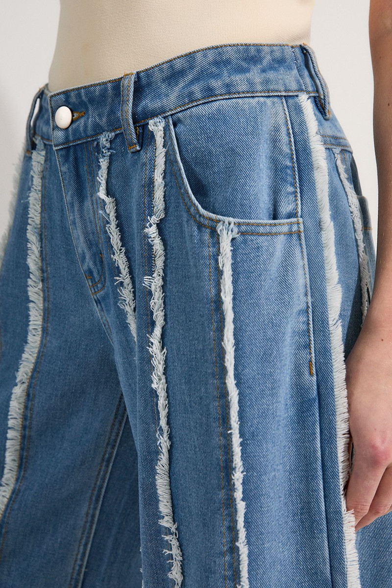 Petite Denim Tassel Detail Wide Leg Jeans 5