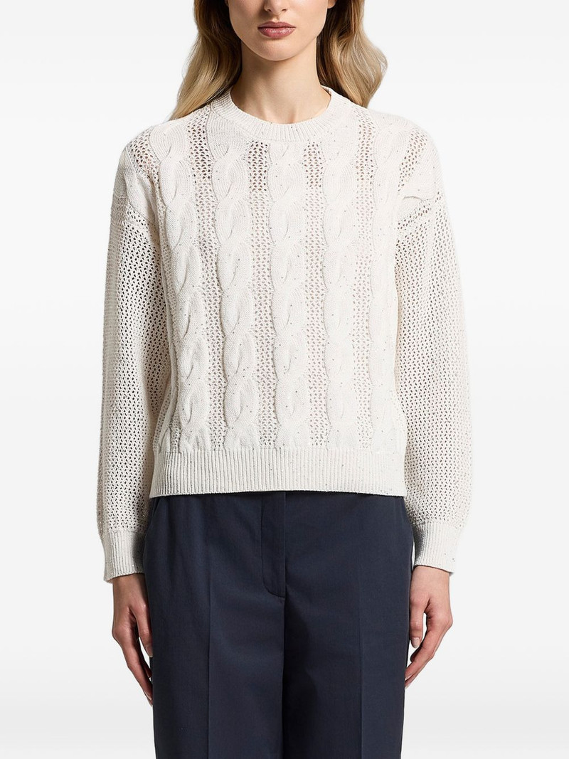 sequinned cable-knit sweater 1