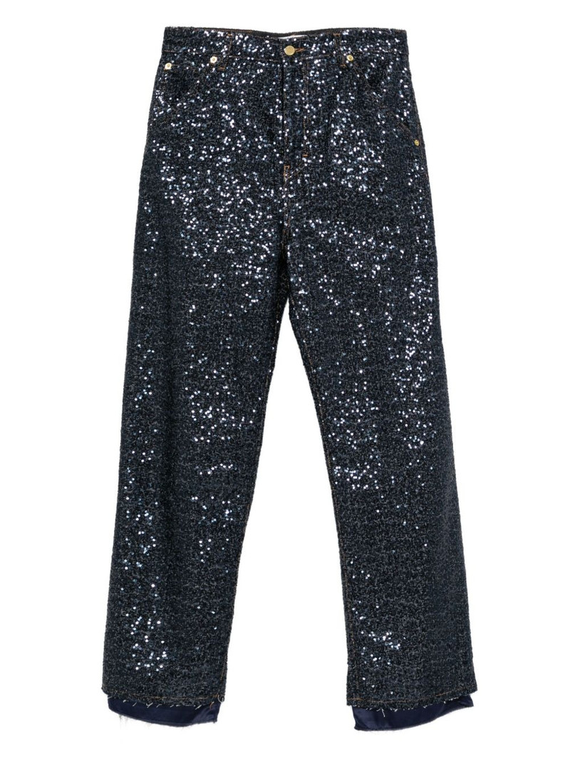 sequin-embellished jeans 1