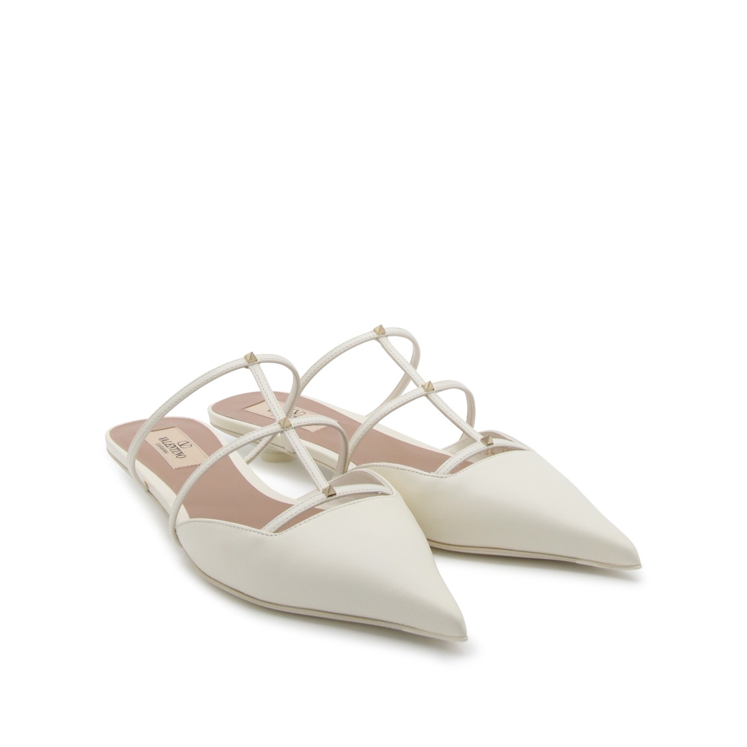 WHITE LEATHER FLATS - 2