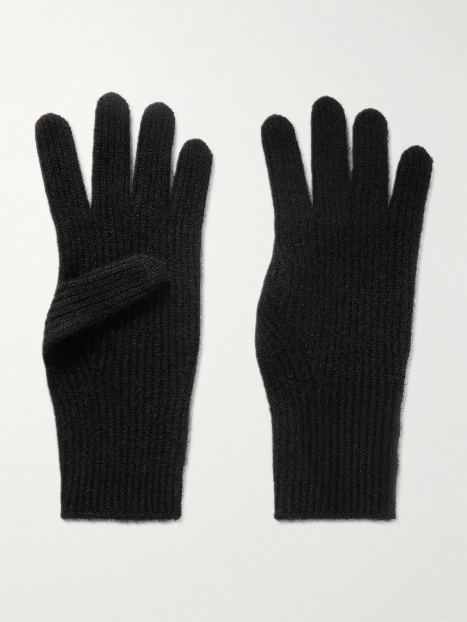 Ribbed cashmere gloves Black - 1