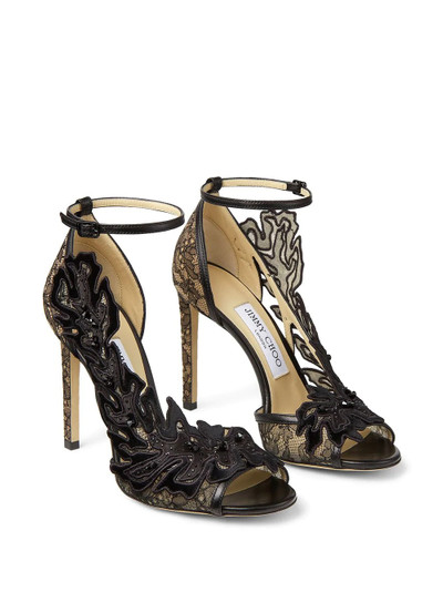 JIMMY CHOO Lucele 100mm lace-embellished sandals outlook