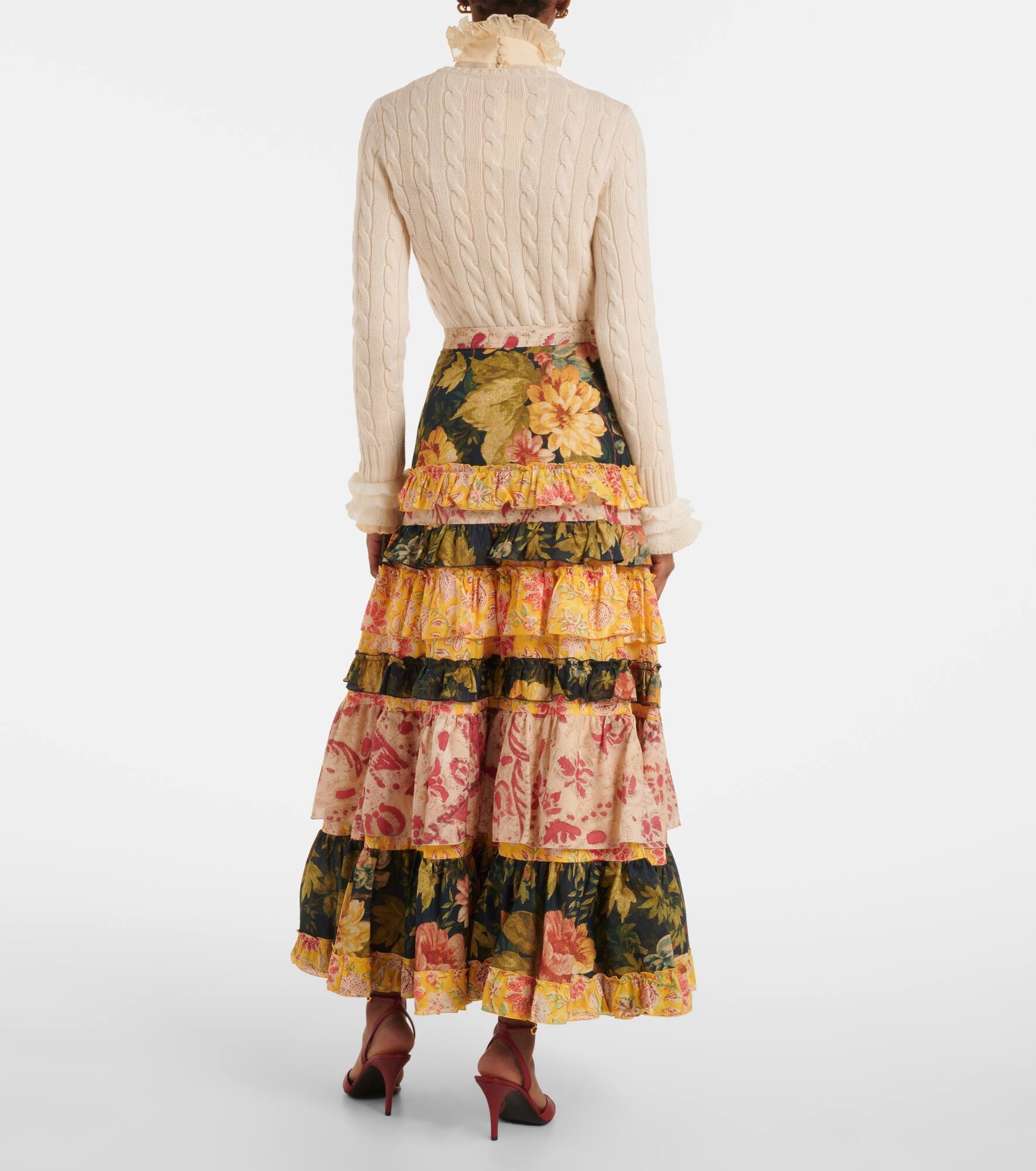 Patchwork cotton muslin maxi skirt - 3