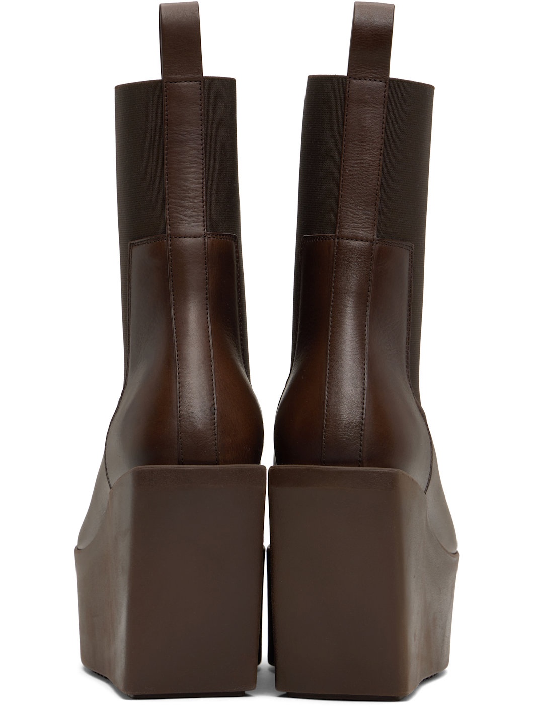 Brown Hollywood Sliver Platform Beatles Chelsea Boots - 2