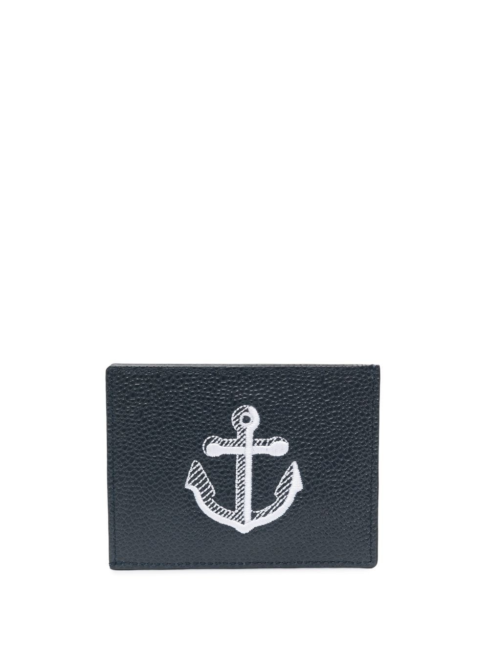 Anchor-embroidered leather cardholder - 2
