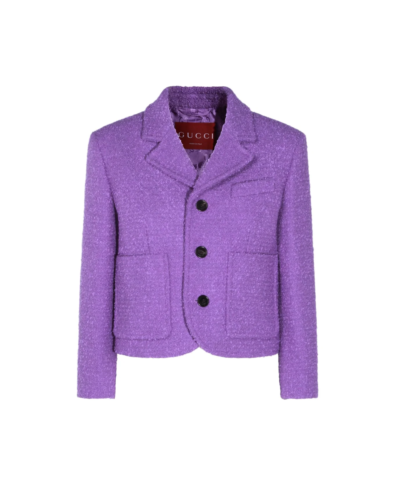 Purple Cotton Casual Jacket - 1