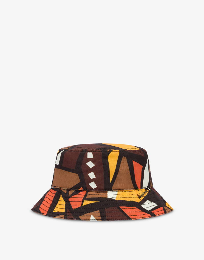 Moschino WOOD PRINT CANVAS BUCKET HAT outlook