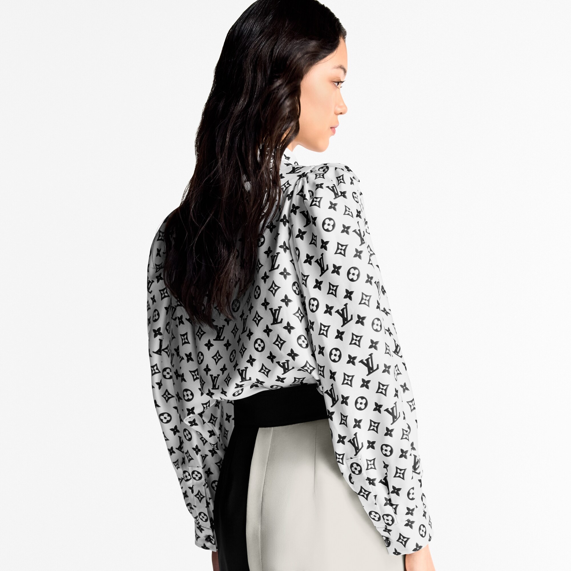 3D Monogram Puff-Sleeve Blouse - 5
