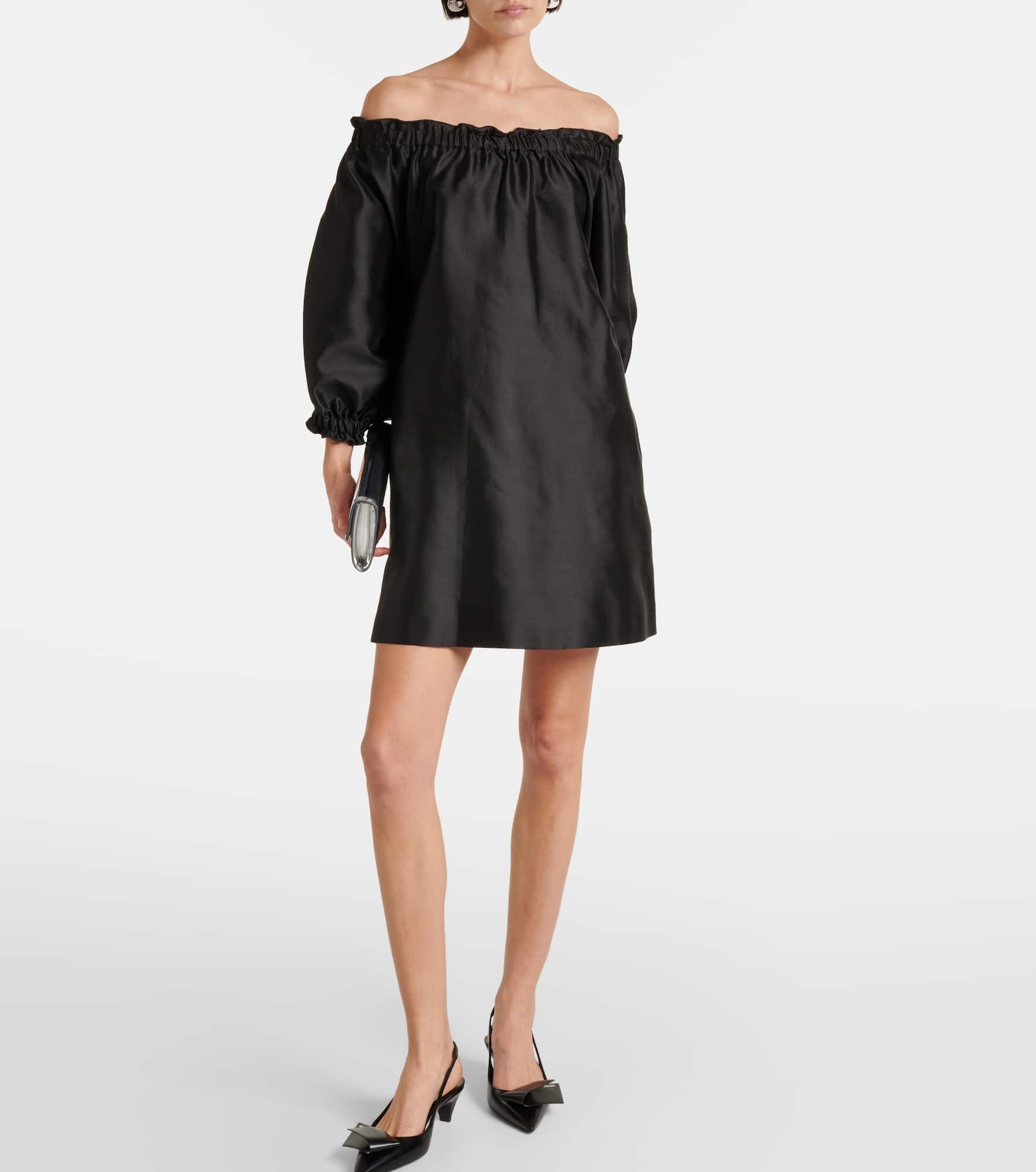 Lepre off-shoulder silk and cotton minidress - 2