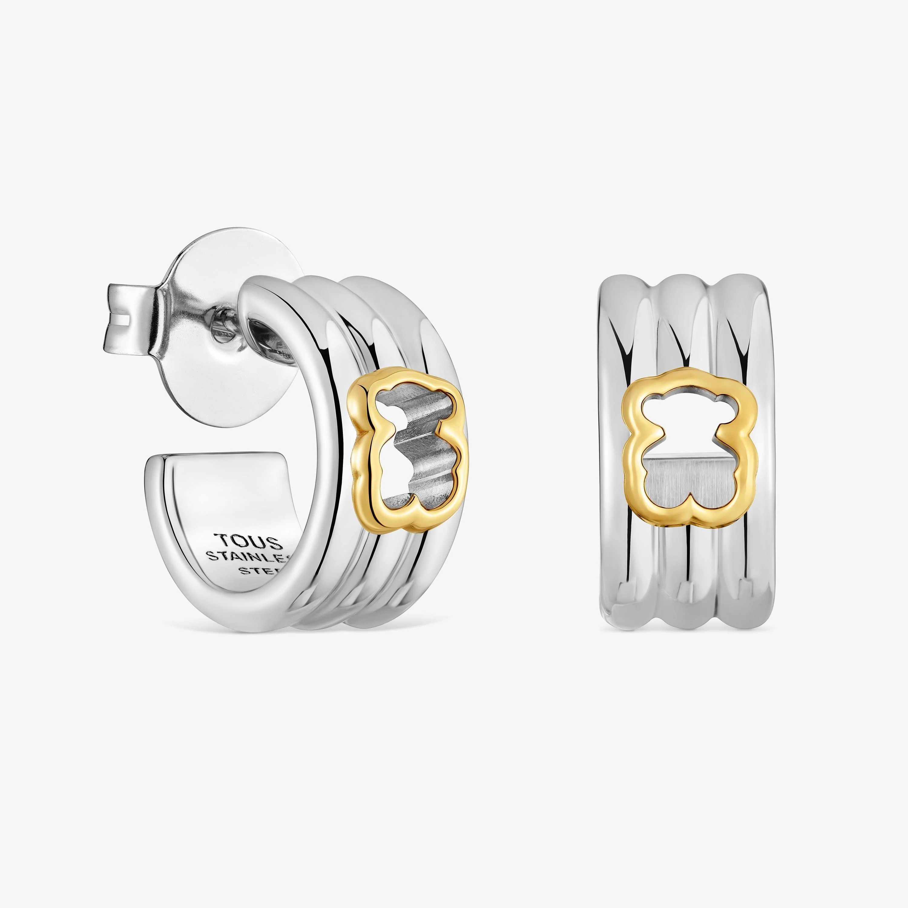16-mm steel Hoop earrings with two-tone bear TOUS Galia - 1