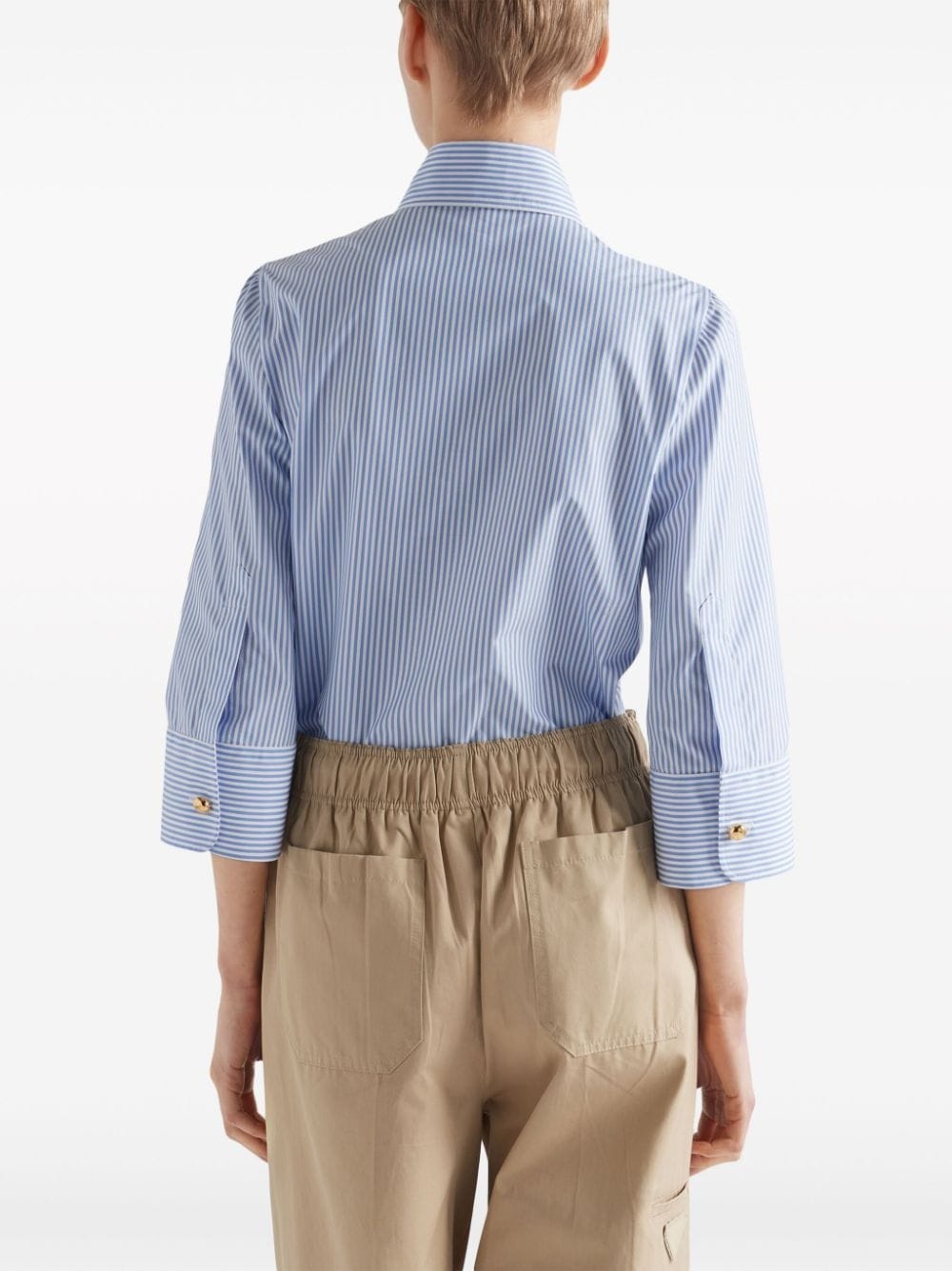 logo-embroidered striped shirt - 4