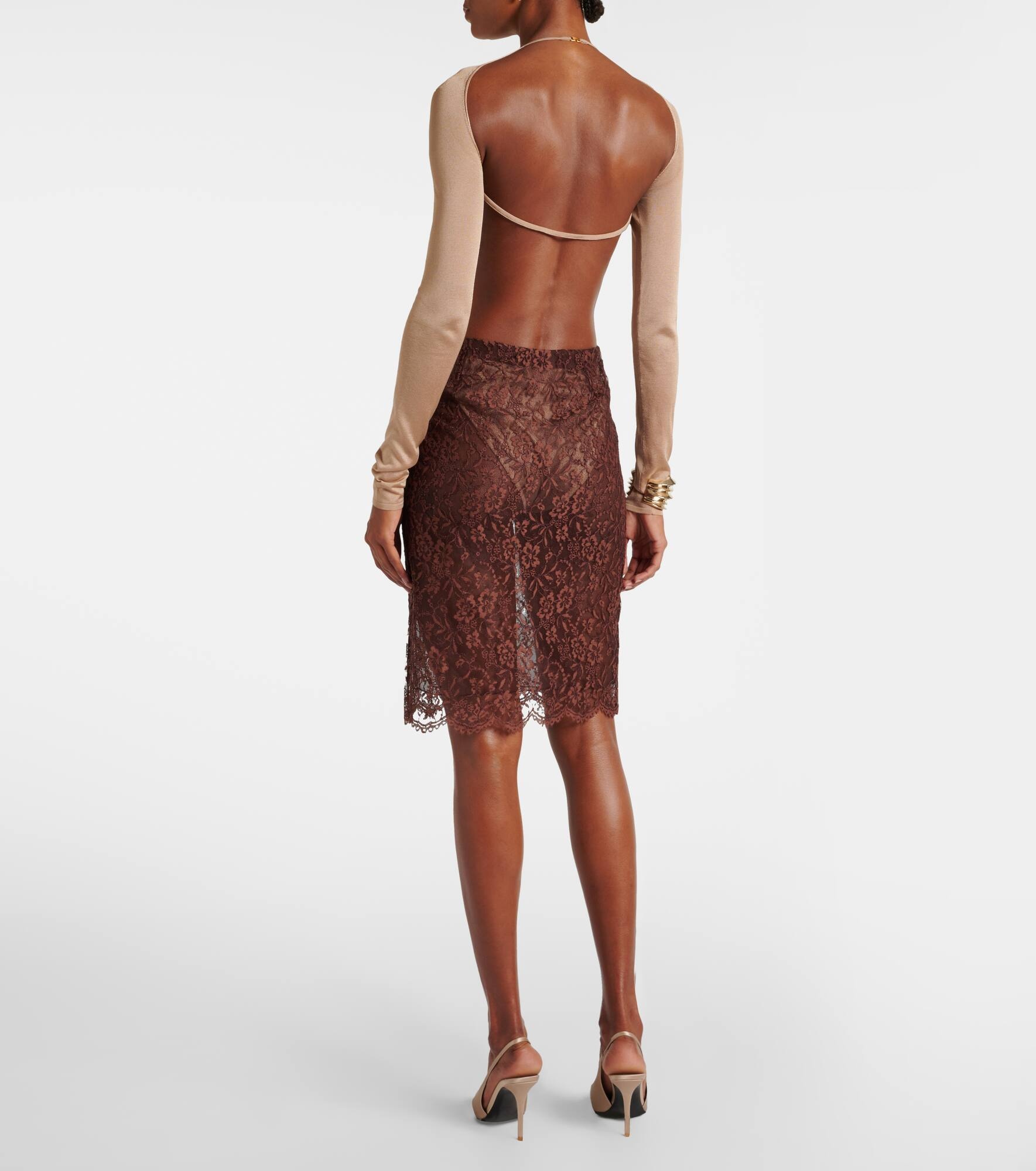 Floral lace pencil skirt - 3