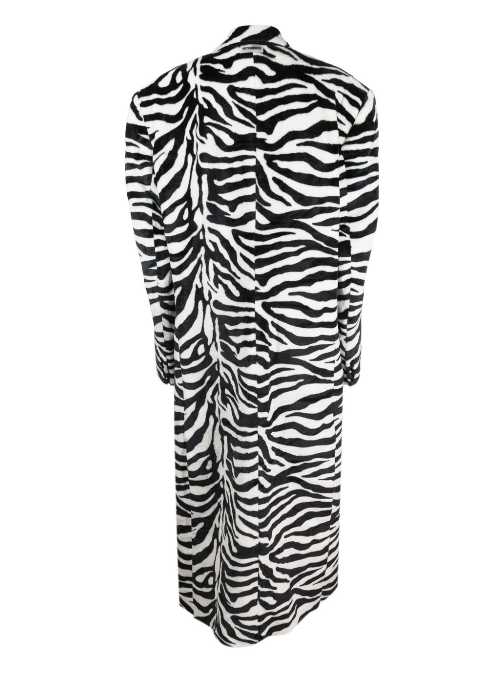 single-breasted zebra-pattern coat - 2