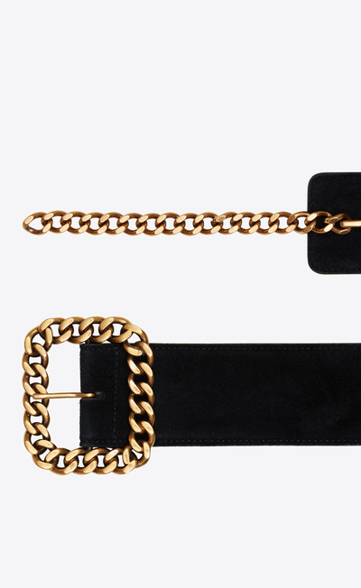 SAINT LAURENT st sulpice square chain-buckle belt in suede outlook