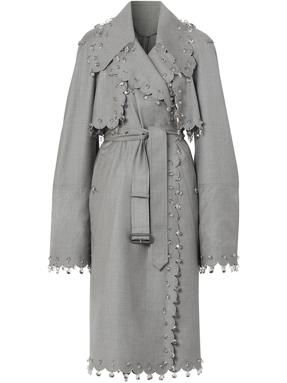 crystal ring-pierced reconstructed trench coat - 1