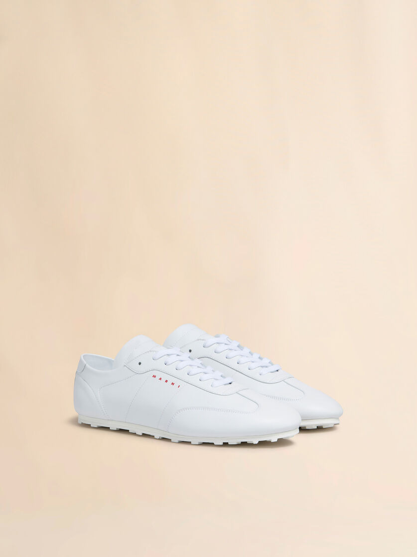 WHITE NAPPA LEATHER SOFTY SOCCER SNEAKER - 2