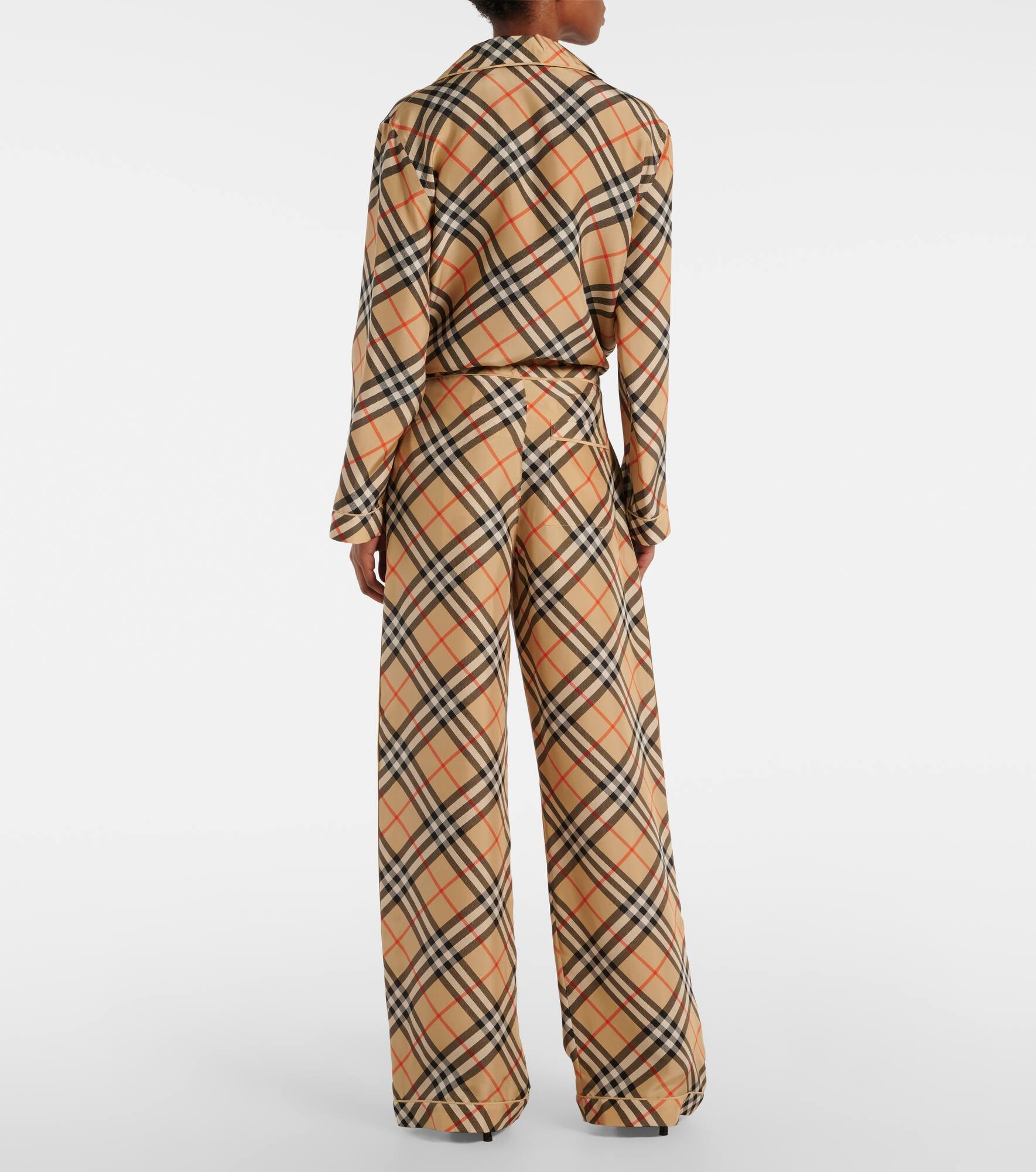 Burberry Check silk wide-leg pants - 3