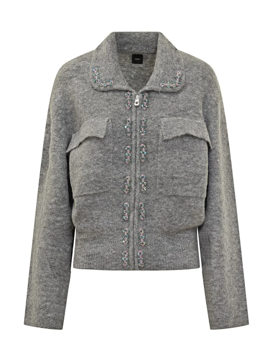 Pinko Wool Jacket With Pinko Rhinestones - 1