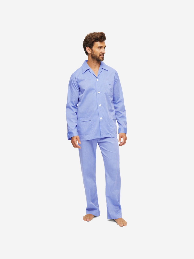 Men's Classic Fit Pyjamas Amalfi Cotton Batiste Blue - 3