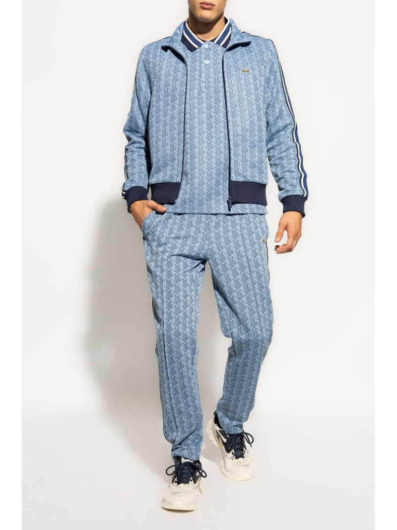 LACOSTE logo-embroidered monogram-jacquard polo shirt outlook