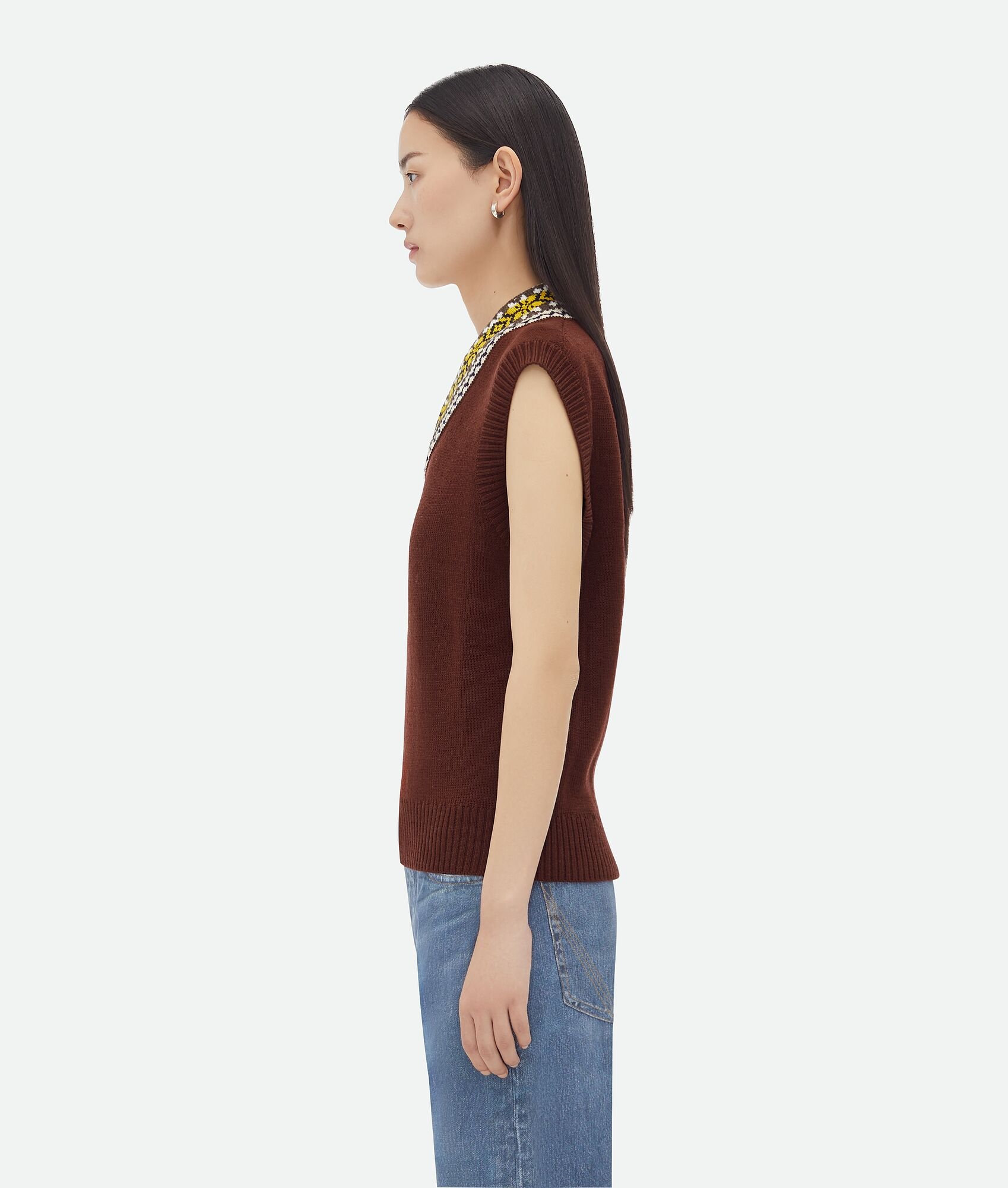 Wool Gilet With Jacquard Collar - 2
