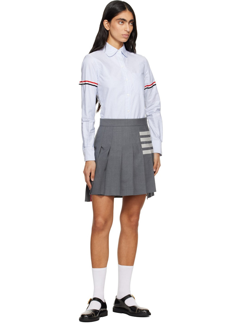 Thom Browne Gray Plain Weave 4-Bar Pleated Miniskirt outlook