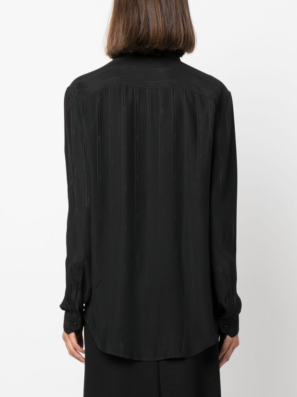 striped button-up silk shirt - 4