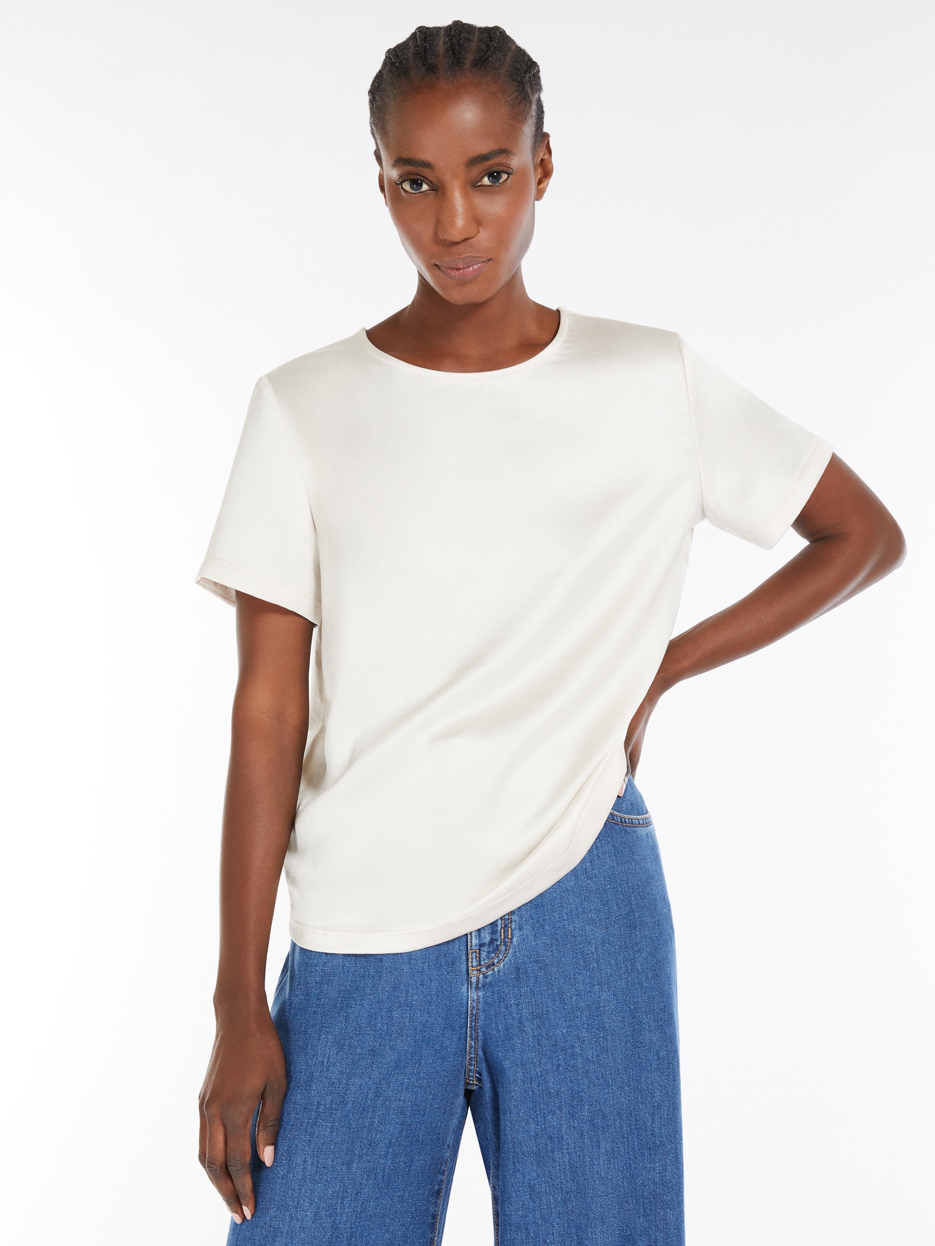 AMBURGO Satin and jersey T-shirt - 5