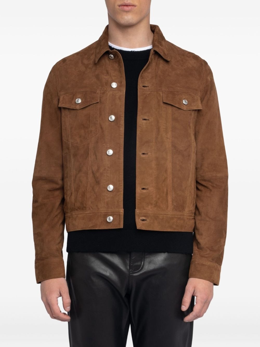button-fastening suede jacket - 3