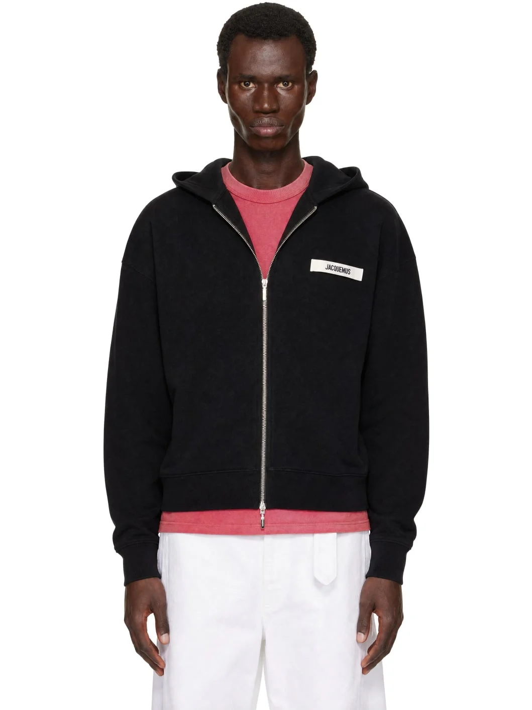 Black 'The Gros Grain' Zipped Hoodie - 1