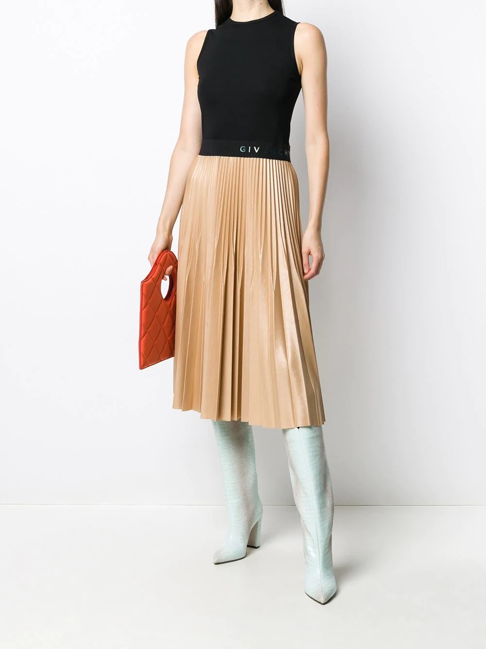 pleated-skirt logo-waist dress - 2