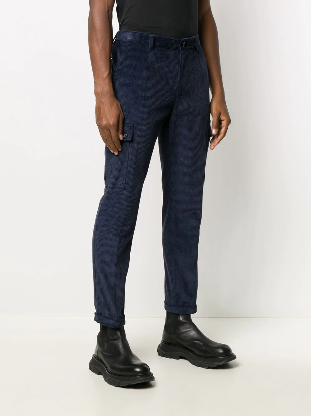 slim-fit corduroy tapered trousers - 3