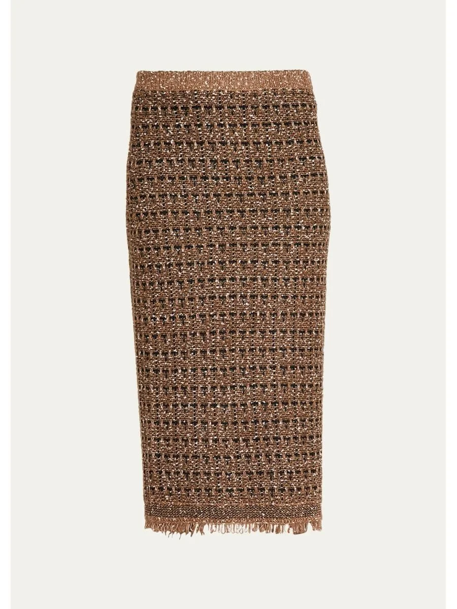 Juliette Metallic Tweed Knit Midi Skirt - 1