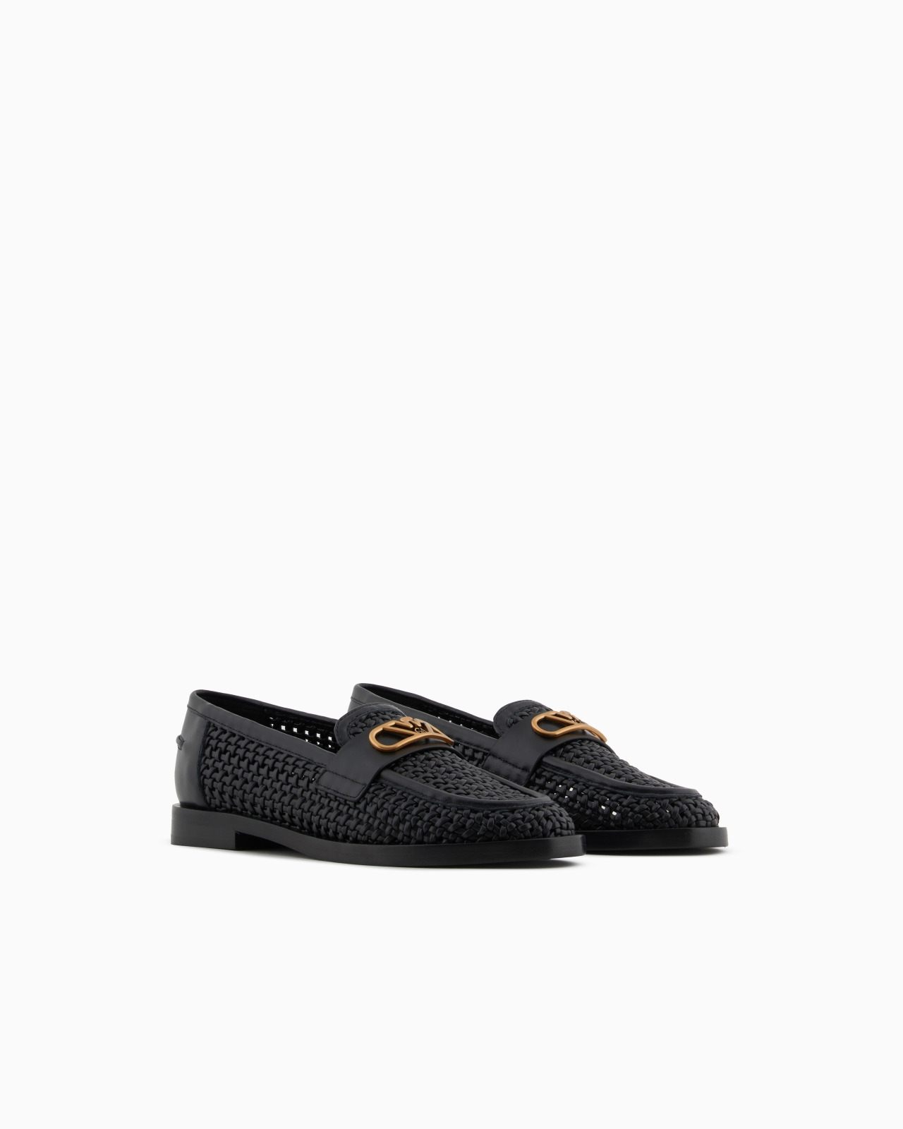 INTERWOVEN LOAFERS WITH LEATHER DETAILS AND EAGLE PLATE - 2