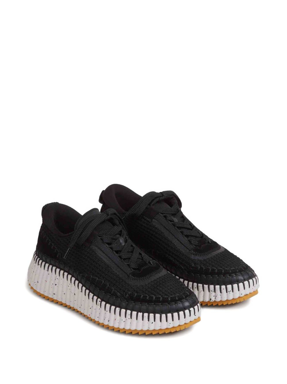 textured lace-up sneakers - 2