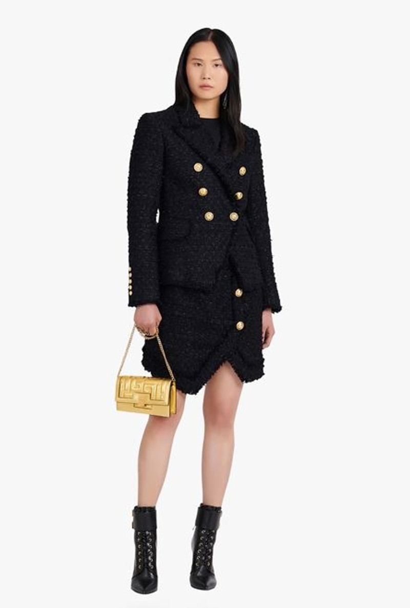 Balmain Black tweed jacket with double-breasted buttoned fastening outlook