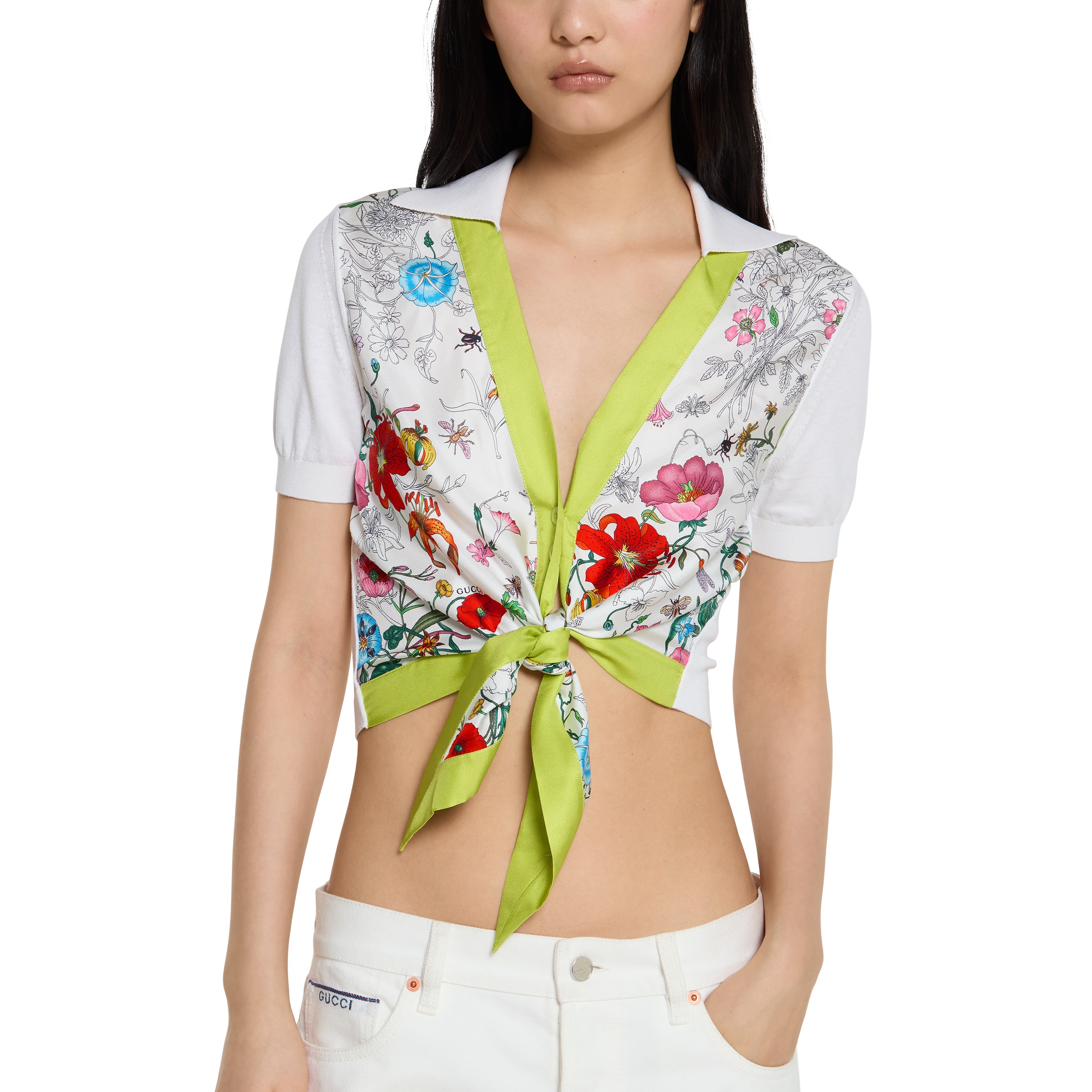 Silk and cotton top with print - 5