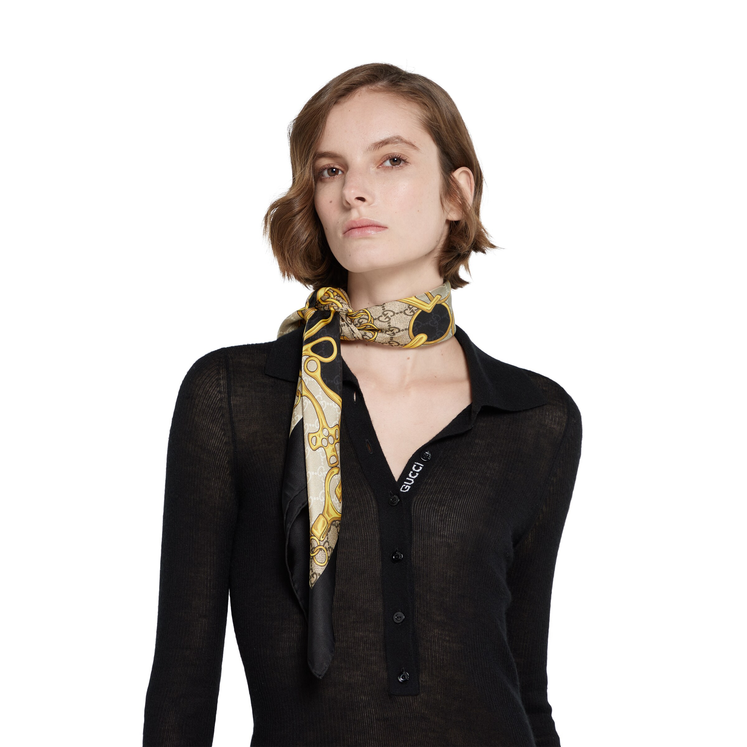 GG Horsebit silk scarf - 3
