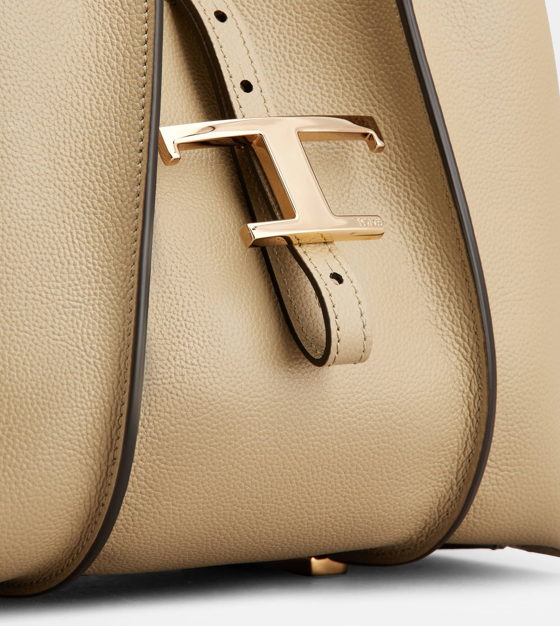 T TIMELESS SHOPPING BAG IN LEATHER MINI - BEIGE - 5