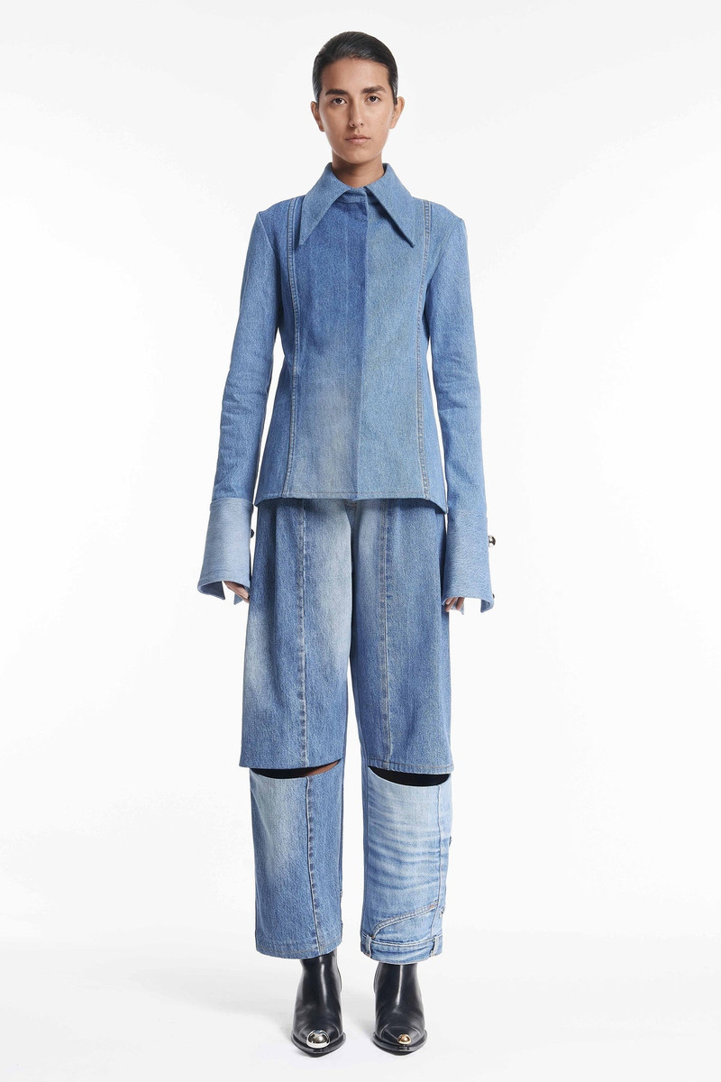 UPCYCLED DENIM FITTED SHIRT BLUE DENIM 1