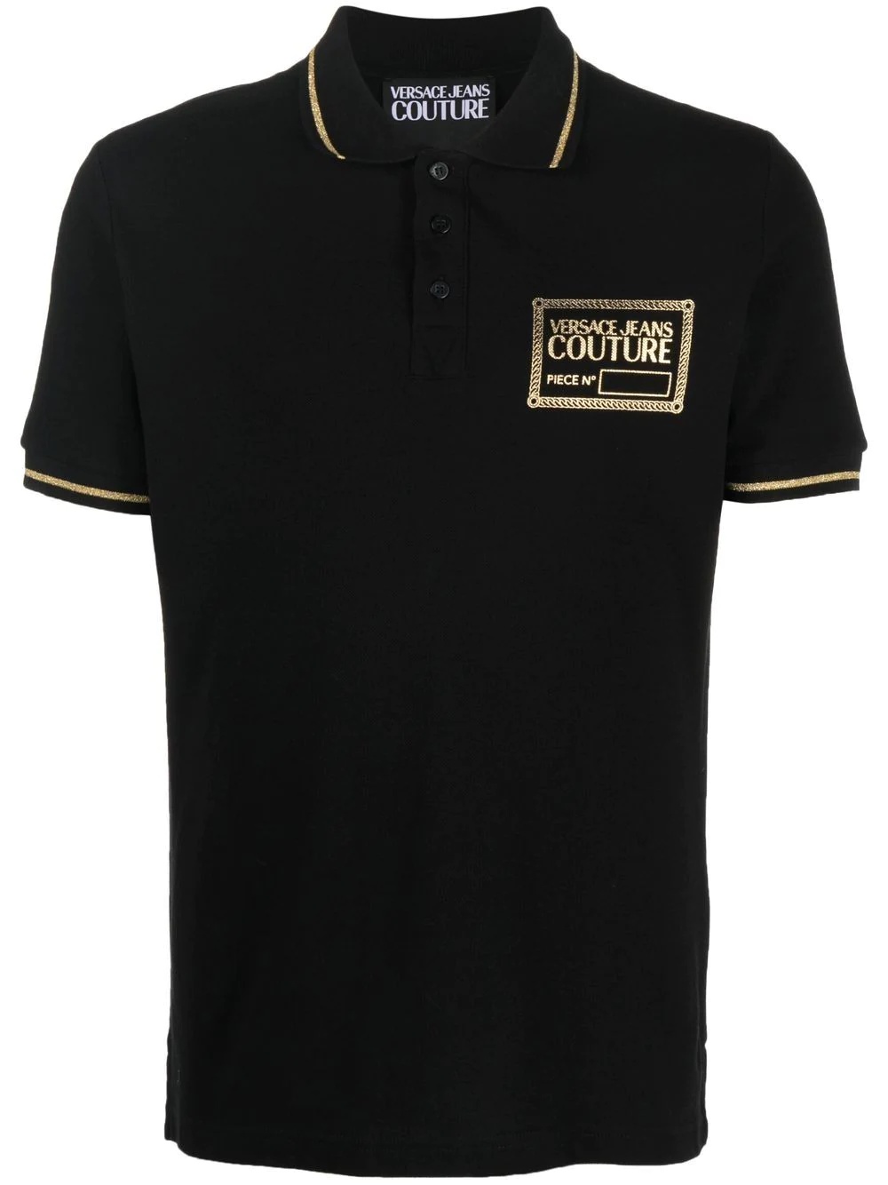 logo-patch polo shirt - 1