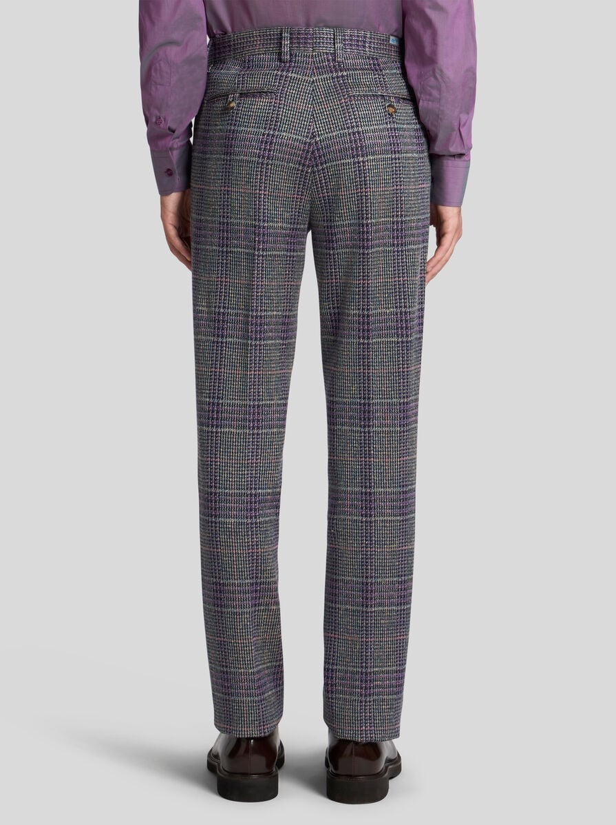CHECK COTTON-BLEND TROUSERS - 5
