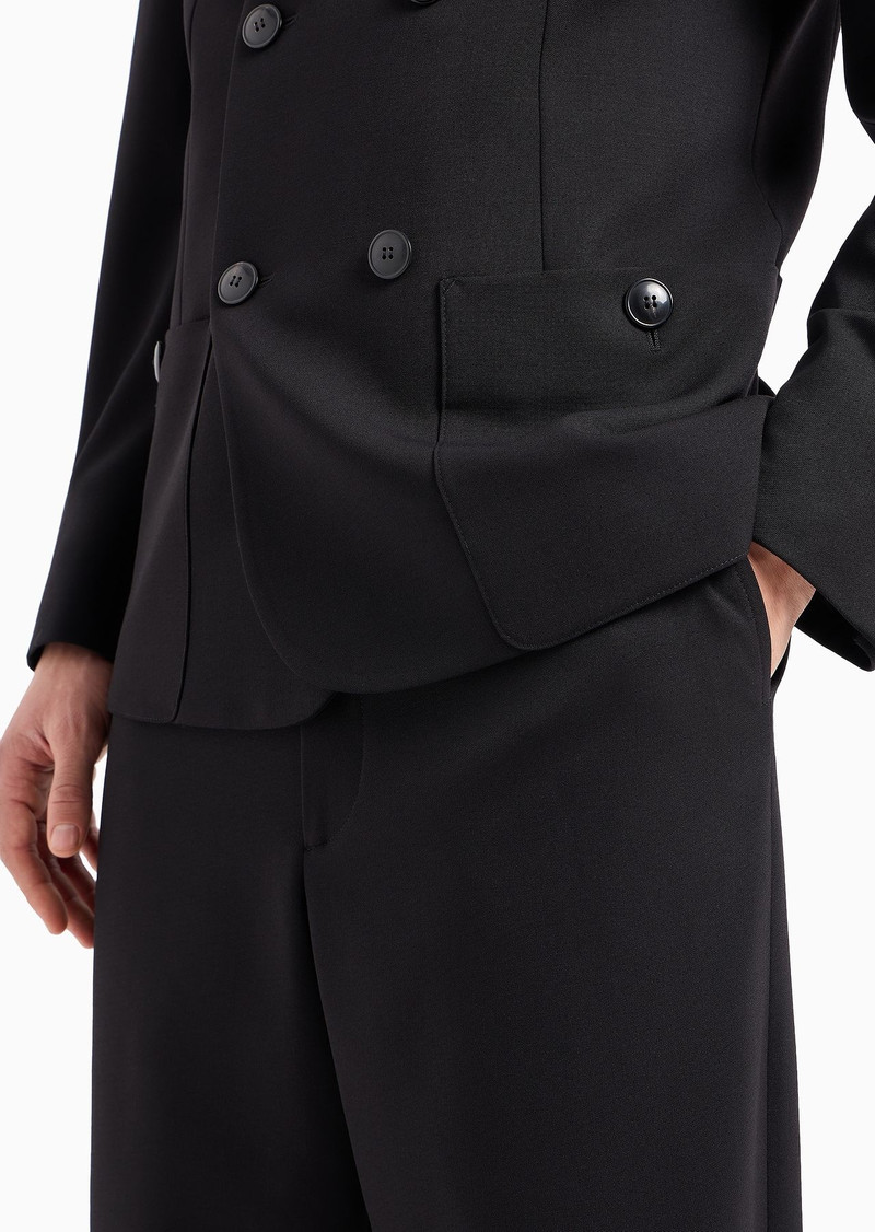 Double-breasted suit in stretch virgin wool 6