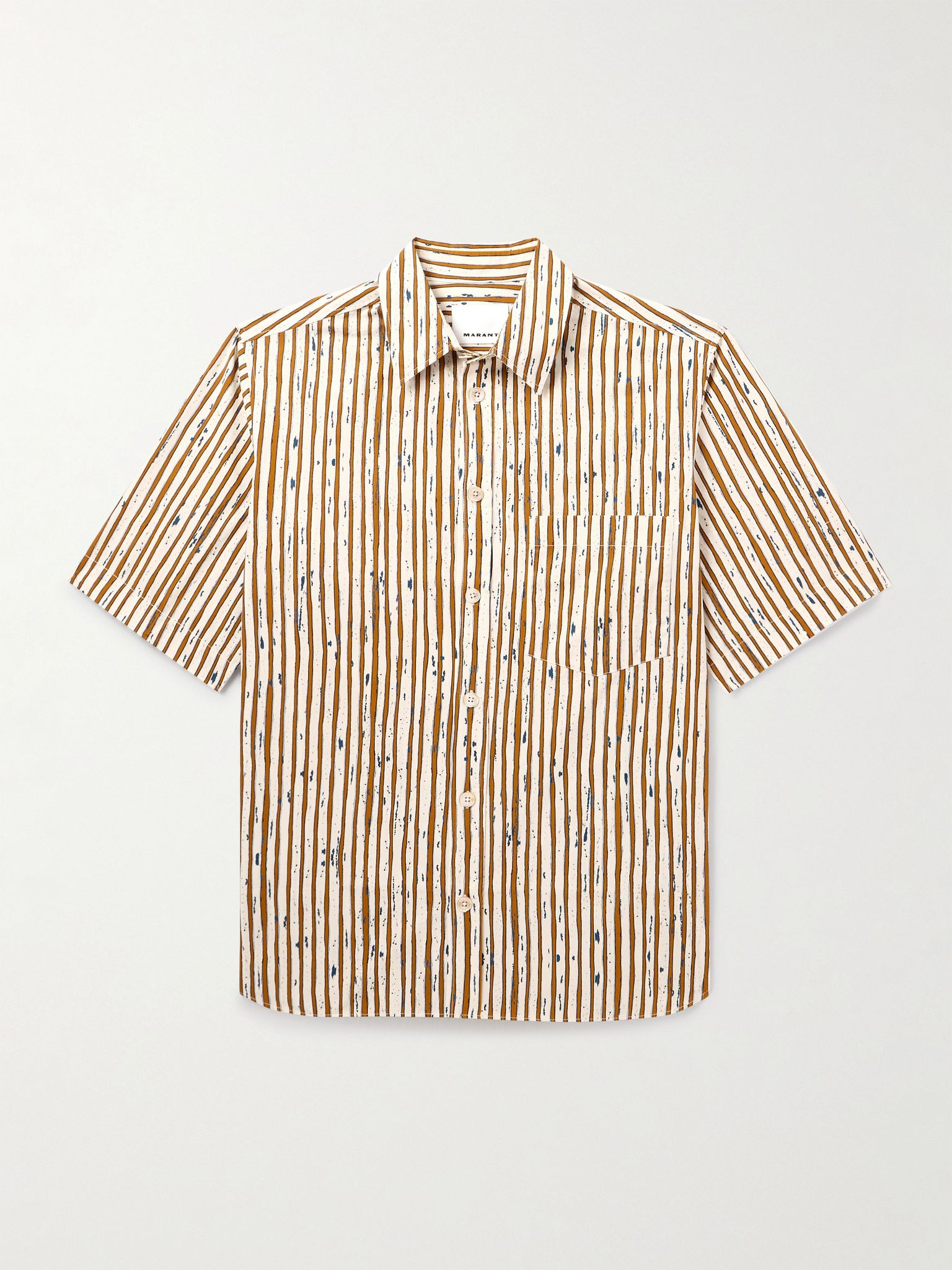 Labilio Striped Cotton Shirt Brown - 1
