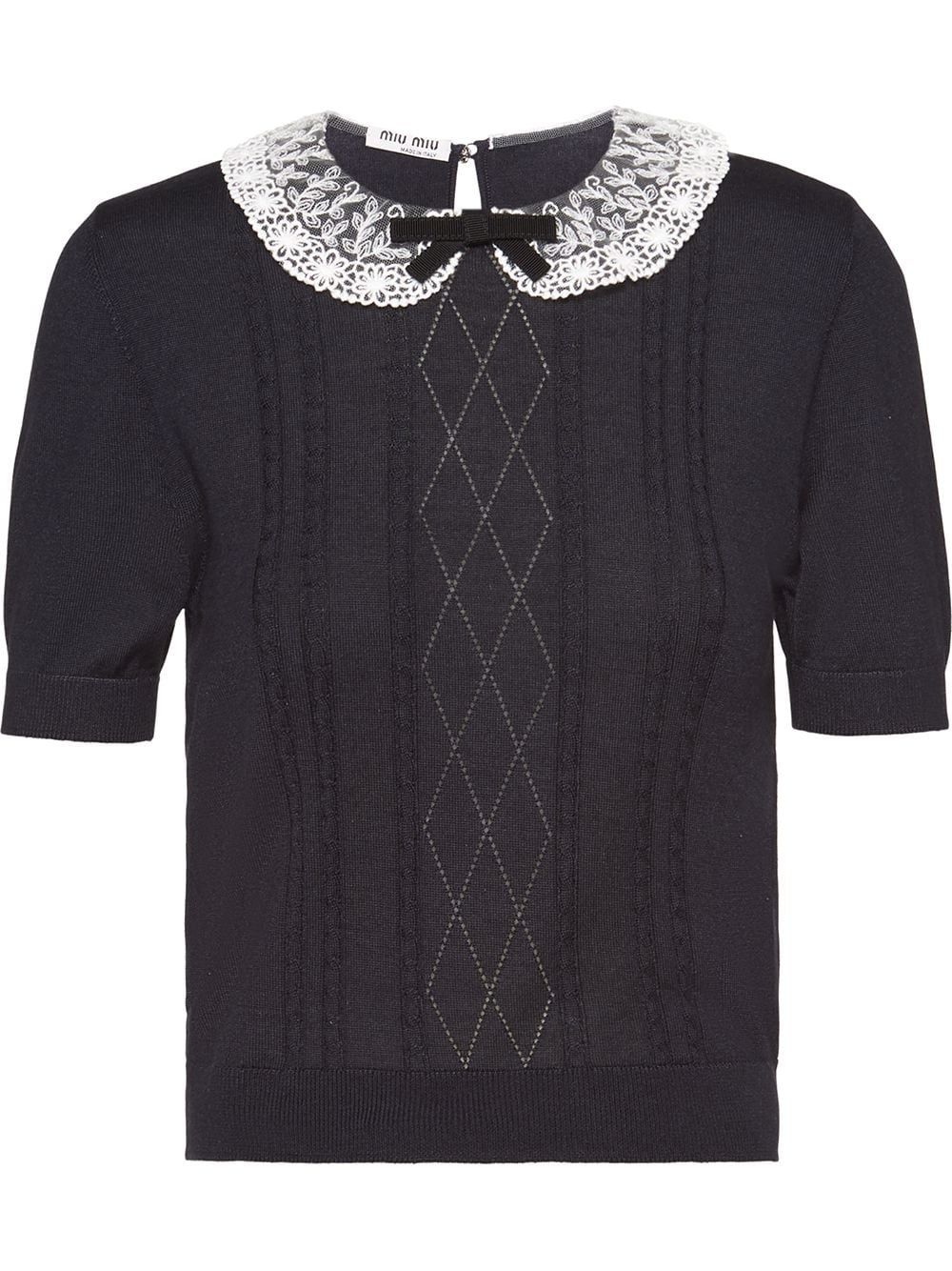 lace collar knitted top - 1