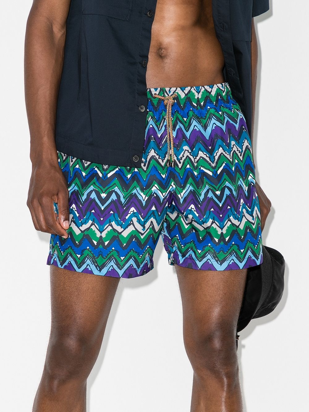 zigzag-print swim shorts - 2