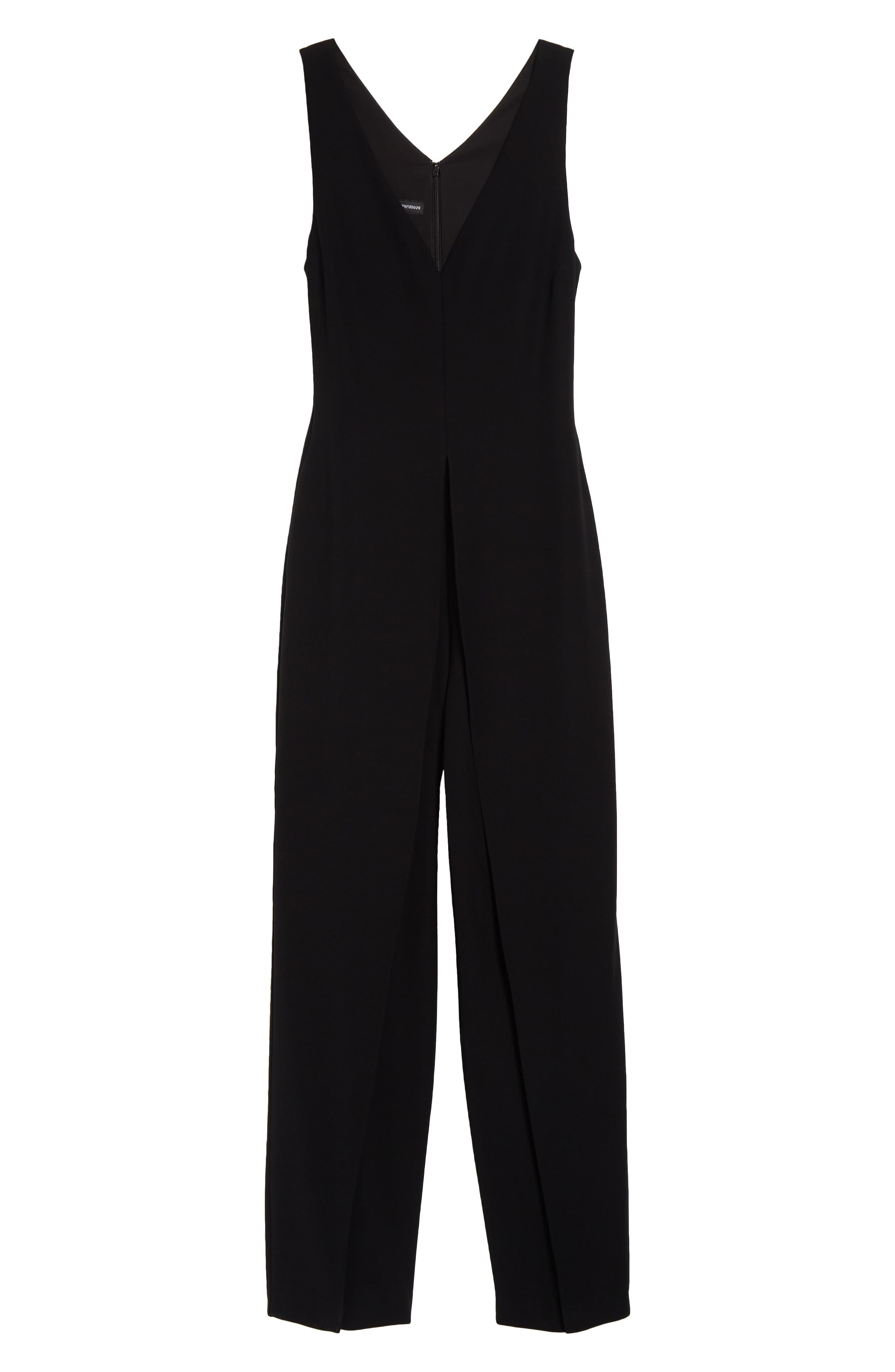 Emporio Armani Sleeveless Jumpsuit in Solid Black at Nordstrom - 6