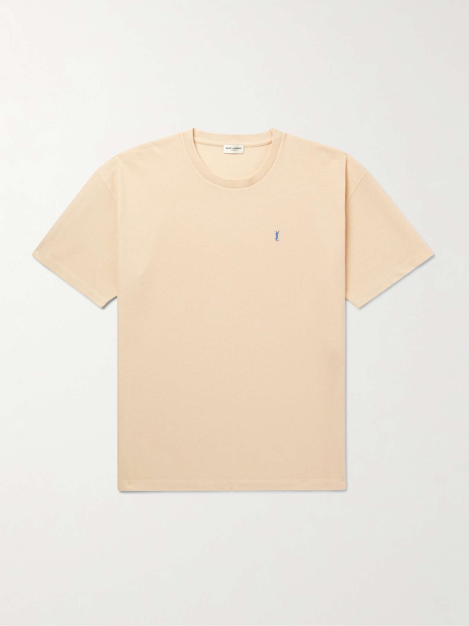 SAINT LAURENT Logo-Embroidered Cotton-Piqué T-Shirt | REVERSIBLE