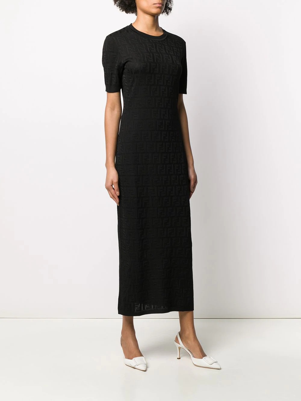 FF motif jacquard midi dress - 3